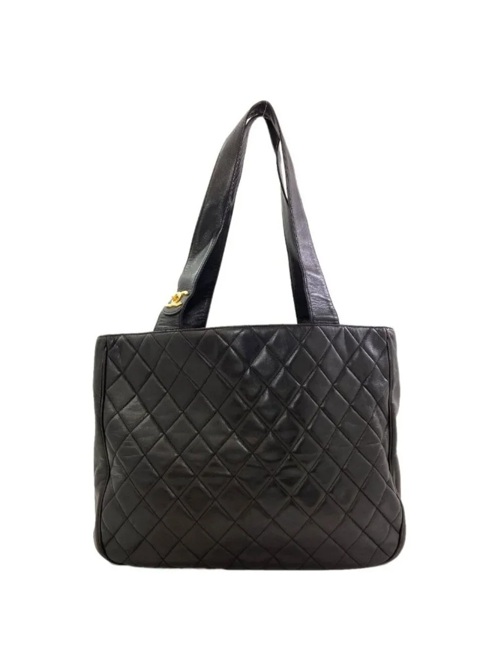 Chanel Quilted Gold Tote Bag Lambskin